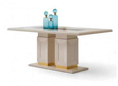 Tisch Beige Farbe Moderner Stil Metallgestell Glasplatte Rechteckig