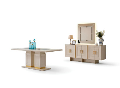 Esszimmer-Set Tisch Konsoltisch Spiegel Beige Farbe Moderner Stil Neu