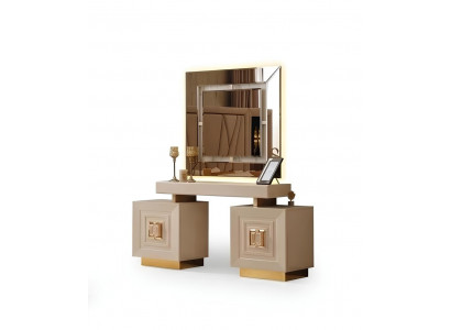 Kommoden-Set Kommode Spiegel Holzrahmen Rundspiegel Holzfüße Neu