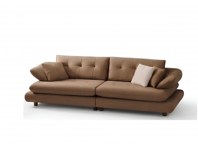 Sofa 4-Sitzer Braune Moderner Stil Holzrahmen Holzfüße Einstellbar Neu