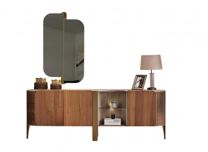 Konsoltisch-Set Konsoltisch Spiegel Braun Moderner Stil Holzrahmen Neu