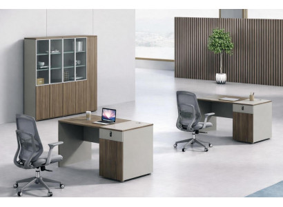 Modernes Büro Set Schreibtisch und Bücherregal mit Holzoptik hochwertige Möbel
