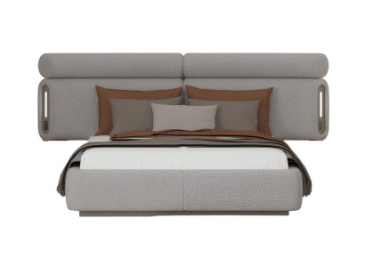 Bett Moderner Stil Beige Weiches Bett Weiche Polsterung Holzrahmen