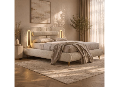 Exklusives Beiges Doppelbett Designer Polsterbetten Luxus Möbel