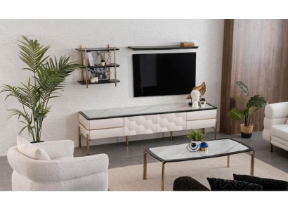 Modernes Set für Wohnzimmer:Sideboard, Couchtisch, Sessel & 2xRegale