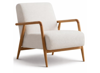Moderner Polstersessel Beige Stoff Minimalistisch Mit Holzrahmen