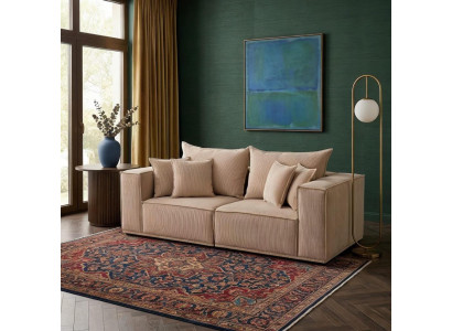 Wohnzimmer Dreisitzer Sofa Moderner Stil Braun Holzgestell Kissen Weich