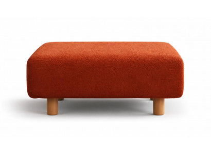 Pouf Modern Orange Weich Bequem Stoff Holzelementen Stilvoll
