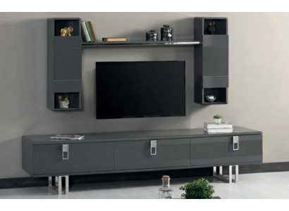 Modernes Wohnzimmer Set mit TV-Lowboard und Wandmodul, 2-teilig.