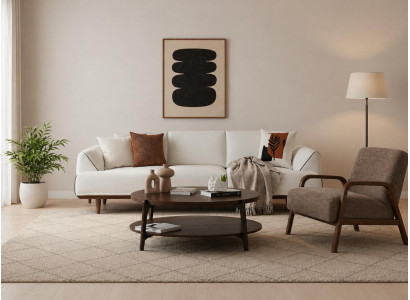 Moderne lux Polstergarnitur 3-Sitzer und Sessel Stoff Weiß 2 tlg