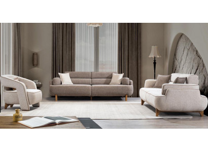 3 Sitzer Sofa Sessel Stoffbezug Holzrahmen Mittlere Härte Modern Neu