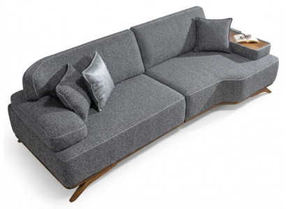 4 Sitzer Sofa Stoffbezug Holzgestell mittlere Festigkeit Kissen Neu