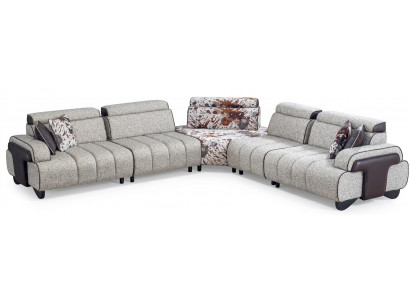 Ecksofa L Form Holzrahmen Stoffbezug Armlehnen Kissen Modular Neu