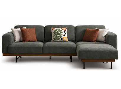 Ecksofa L-Form Weiß Stoff Modern Gemütlich Praktisch Grün Details