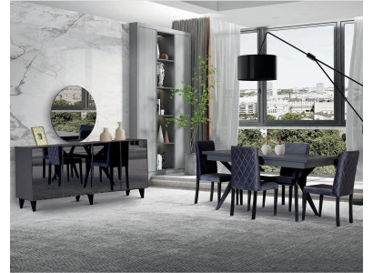 Esszimmer-Set Modern Schwarz Tisch + Sideboard Klassisch Baum
