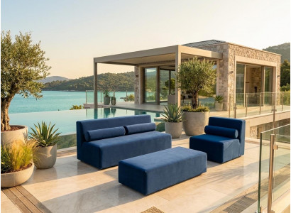 Sofa Sessel Couchtisch blau bequem weich praktisch modern neu