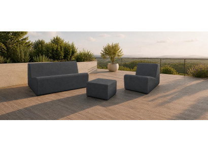 Sofa Sessel Couchtisch grau einfarbig bequem weich modern