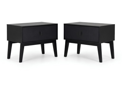 2x Nachttisch Schwarz Modern Stil Bequem Holz Stilvoll Ästhetisch