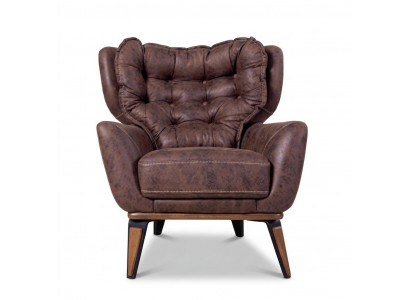 Sessel Modern Leder Komfortabel Bequem Dunkelbraun Weiche Rückenlehne