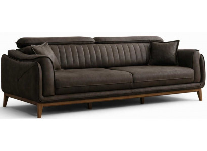 3Sitzer sofa Leder Braun Modern Kissen Statusbewusst Lakonisch Stilvol