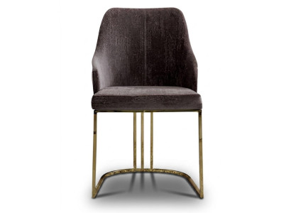 Design Polsterstuhl Dunkelbraun/Gold