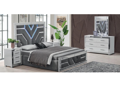 Schlafzimmer-Set 4-tlg. – elegantes Bett, 2 Nachttische & Schminktisch