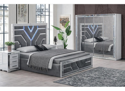 Schlafzimmer-Set 4-tlg. – Bett, 2 Nachttische & Kleiderschrank elegant