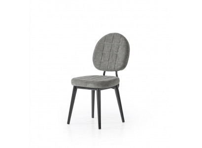 Stuhl Grau Bequem Weich Stoff Metall Schwarze Elemente Modern