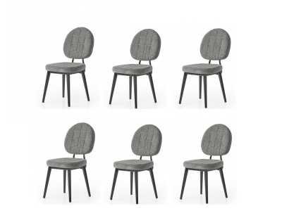 Esszimmer Set 6x Stuhl Grau Weich Bequem Moderner  Komfortabel