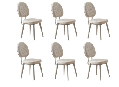 Esszimmer-Set 6x Stuhl Weich Bequem Moderner  Komfortabel Beige