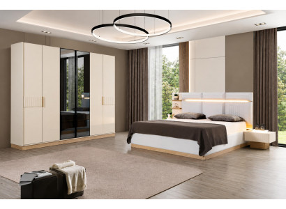 Stilvolle Schlafzimmer Garnitur Polsterbett 2x Nachttische Schrank