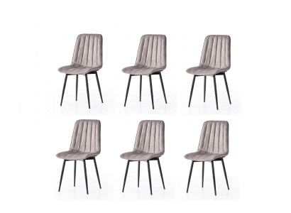 Esszimmer-Set 6x Stuhl Weich Bequem Modern Komfortabel Grau Stilvoll