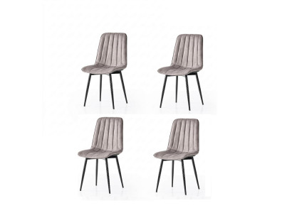 Esszimmer-Set 4x Stuhl Weich Bequem Moderner  Komfortabel Grau