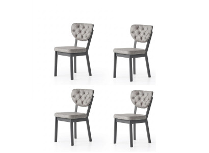 Esszimmer-Set 4x Stuhl Weich Bequem Moderner  Komfortabel Grau