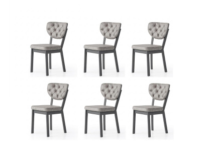 Esszimmer-Set 6x Stuhl Weich Bequem Moderner  Komfortabel Grau