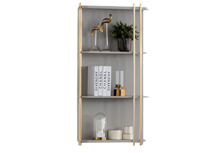 Modernes Wandregal Grau/Gold Elegantes Hängeregal für Wohnzimmer