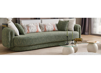 Elegantes 3-Sitzer Sofa in Grün & Moderner Couchtisch-Set