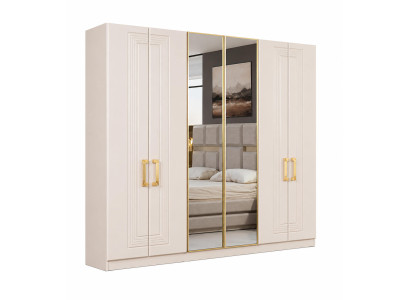 Eleganter Beiger Kleiderschrank Moderne Holzschränke Edle Glastüren
