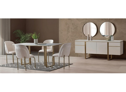 Esszimmer-Set – Esstisch, 4 Stühle, Sideboard & TV-Lowboard