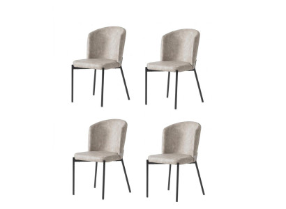Stühle-Set 4x Stuhl Modern Stoff Komfortabel Beige Weich Bequem