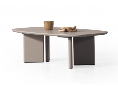 Moderner Eleganter Couchtisch Beige Oval Rund Wohnzimmer Tisch Luxus