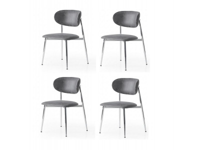 Stuhl-Set 4x Stuhl Grau Bequem Modern Stoff Weich Metalloptik