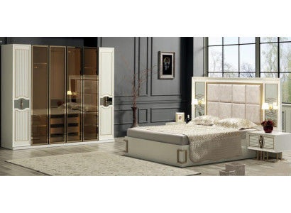 Modernes Schlafzimmer-Set mit Bett, Nachttischen und Kleiderschrank