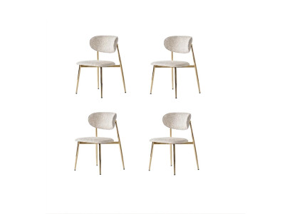 Stuhl-Set 4x Stuhl Beige Bequem Weich Stoff Modern Golden Elements