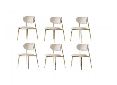 Stuhl-Set 6x Stuhl Beige Bequem Modern Stilvoll Weich Klassisch