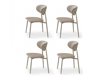 Stuhl-Set 4x Stuhl Beige Bequem Modern Still Stoff Weich Klassisch