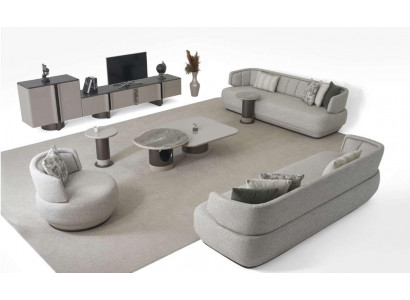Sofa Set 3+3+1 Sitzer Designer TV Lowboard Moderner Couchtische Set 9tlg
