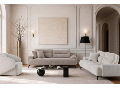 2x 3 Sitzer Sofa Sessel Stil modern Farbe weiß Wohnzimmer neu praktisch