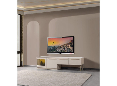 TV Lowboard Stil modern Farbe weiß praktisch komfortabel Wohnzimmer neu