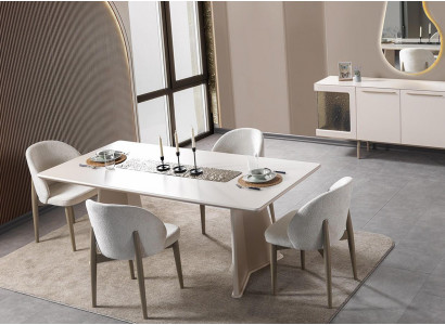 Esstisch 4x Stühle Esszimmer Stil modern Farbe weiß neu praktisch